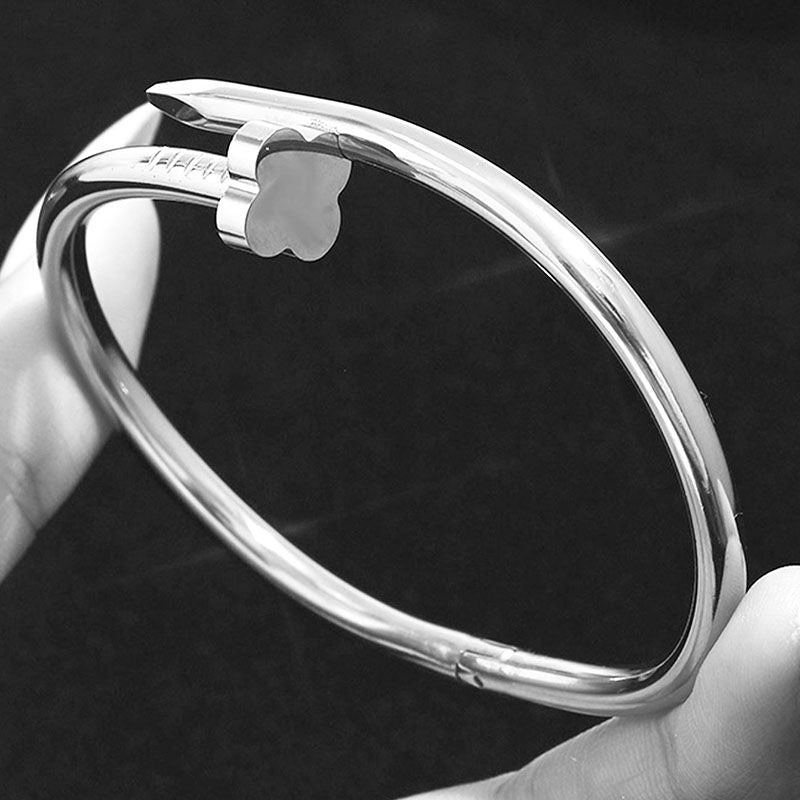 Bracelet 1# Titanium Steel Round Bracelet With Diamonds