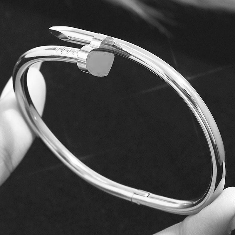 Bracelet 1# Titanium Steel Round Bracelet With Diamonds