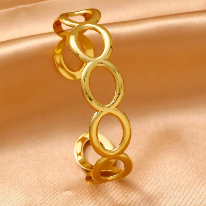 Bracelet 1# Titanium Steel Wide Round Bracelet