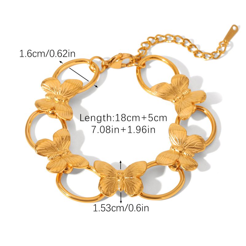 Bracelet 2# Stainless Steel Butterfly Hollow Strap Chain Bracelet