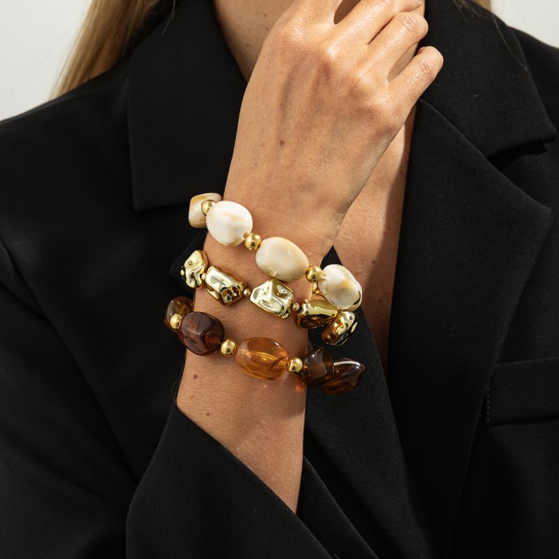 Bracelet #3 Alloy Irregular Beaded Bracelet Set