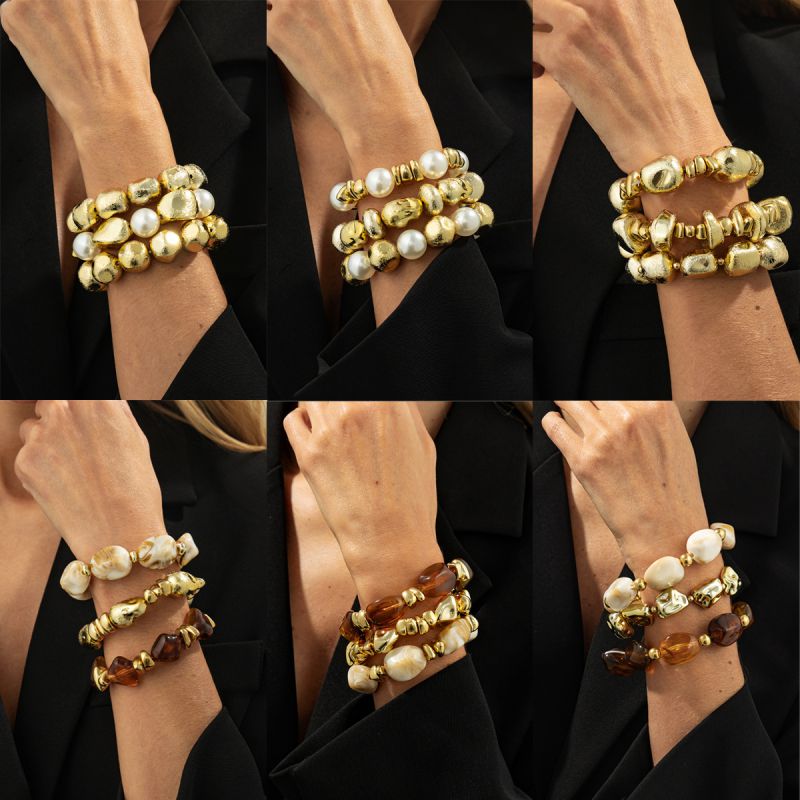 Bracelet #3 Alloy Irregular Beaded Bracelet Set