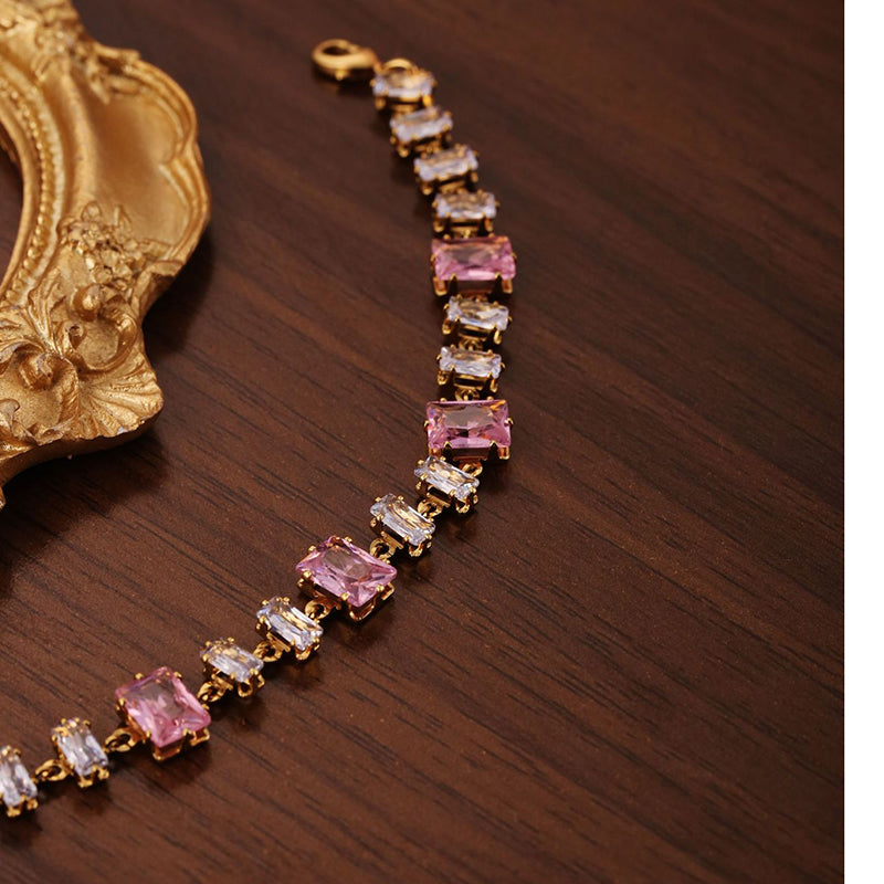 Bracelet 30# Stainless Steel Square Bracelet With Diamonds