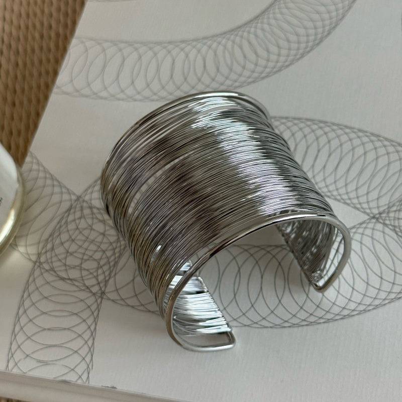 Bracelet - Eco-friendly - Gold Multi-layered Brushed Open Bracelet