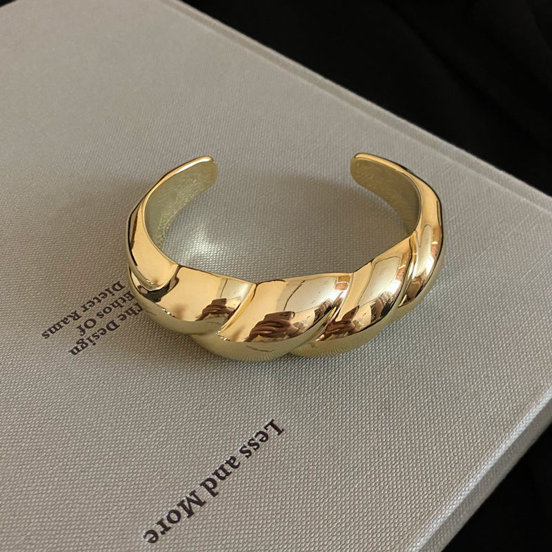 Bracelet - Gold - Pattern Acrylic Textured Round Bracelet