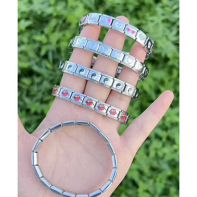 Bracelet J Copper Printed Square Modular Bracelet