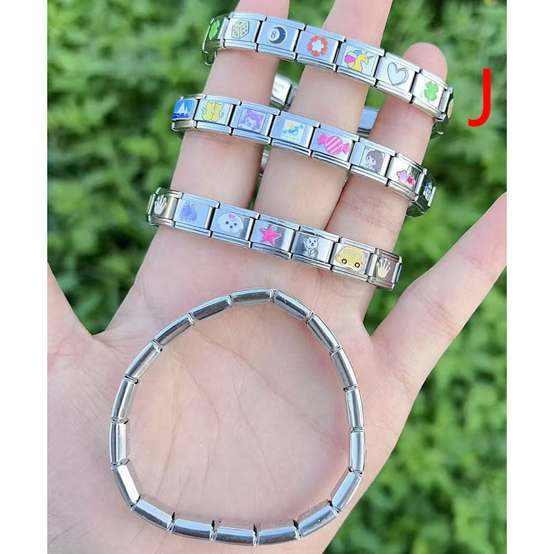 Bracelet J Copper Printed Square Modular Bracelet