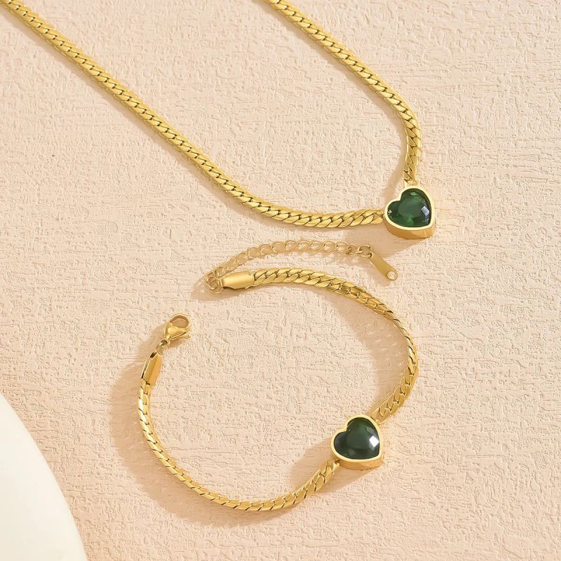 Bracelet Stainless Steel Diamond-encrusted Heart Bracelet