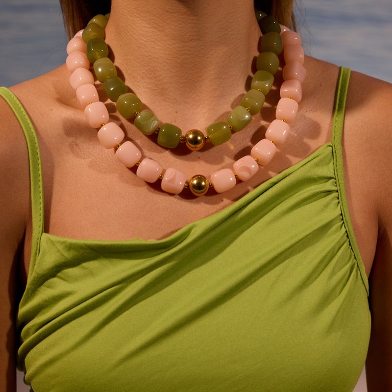 Brown Stainless Steel Irregular Beaded Bracelet