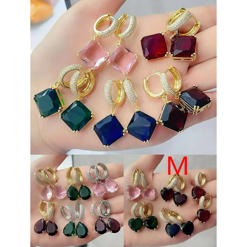 C Brass And Diamond-encrusted Square Hoop Earrings