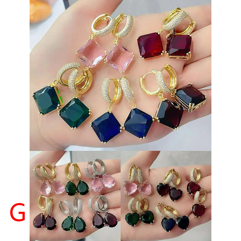 C Brass And Diamond-encrusted Square Hoop Earrings