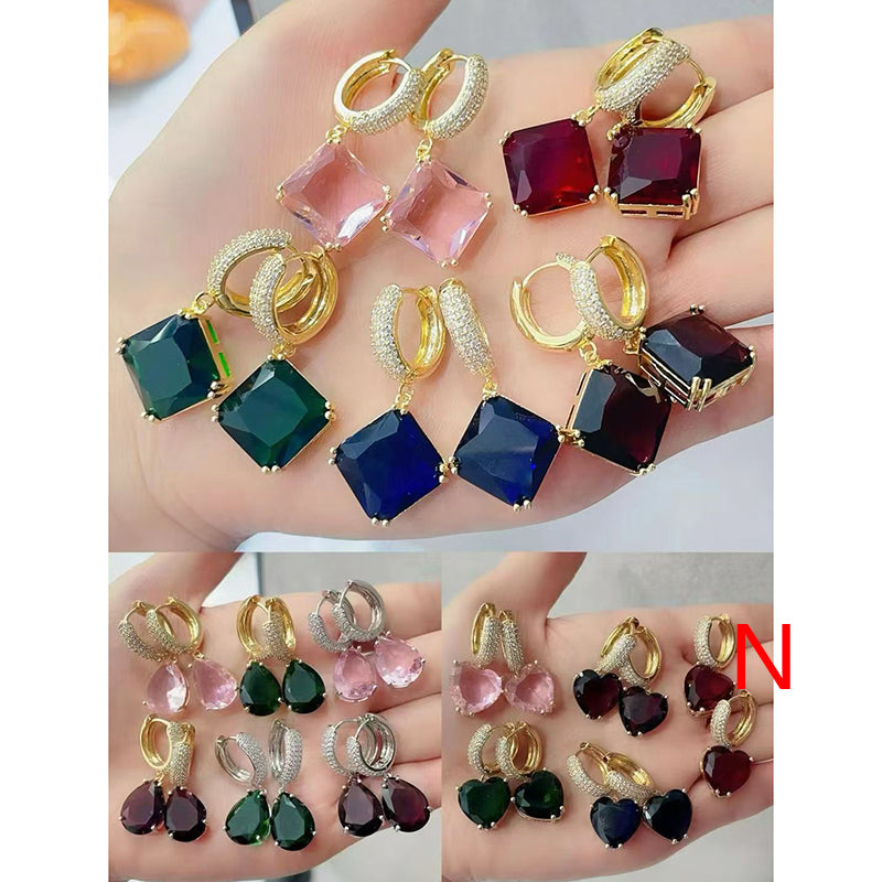 C Brass And Diamond-encrusted Square Hoop Earrings