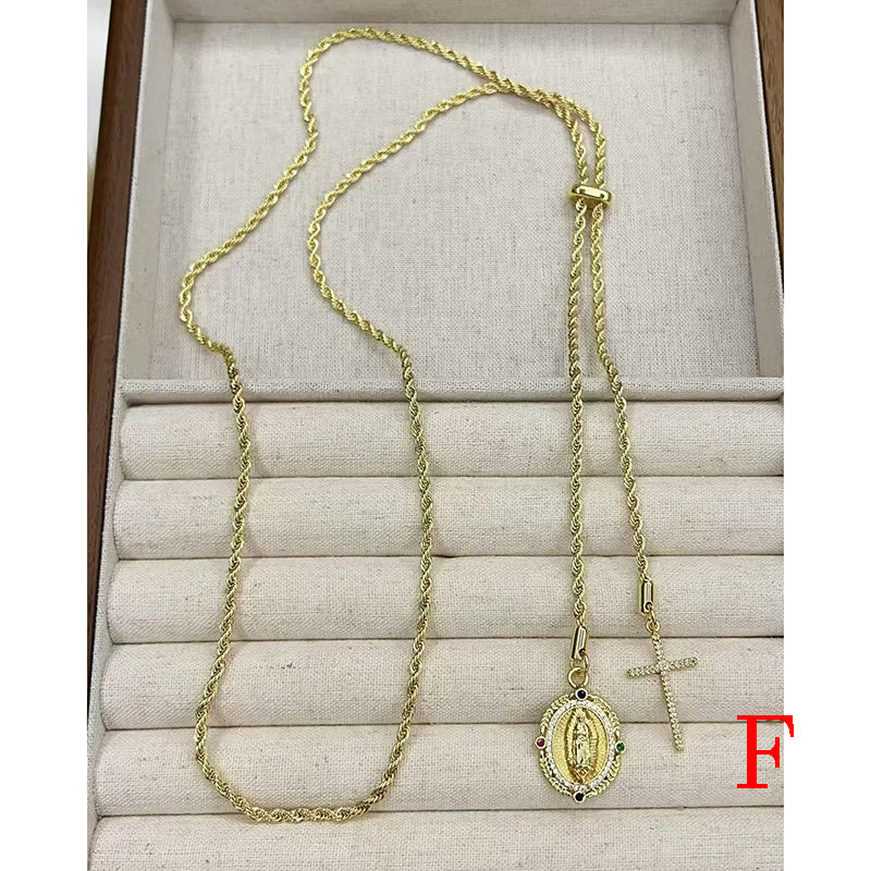 C Bronze And Diamond-encrusted Portrait Necklace