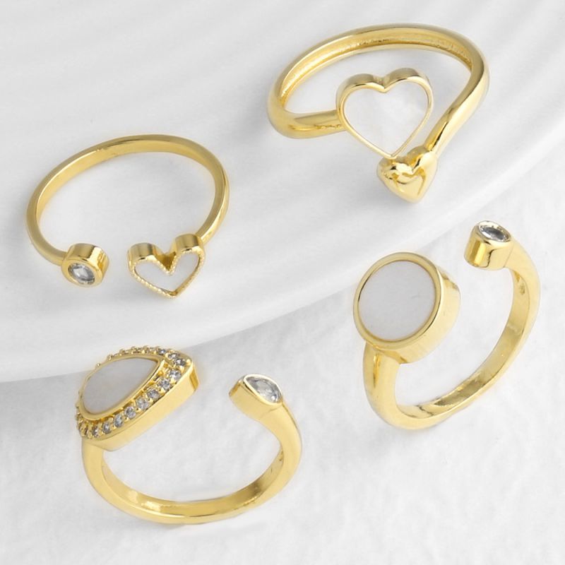 C Copper Teardrop Ring With Diamonds