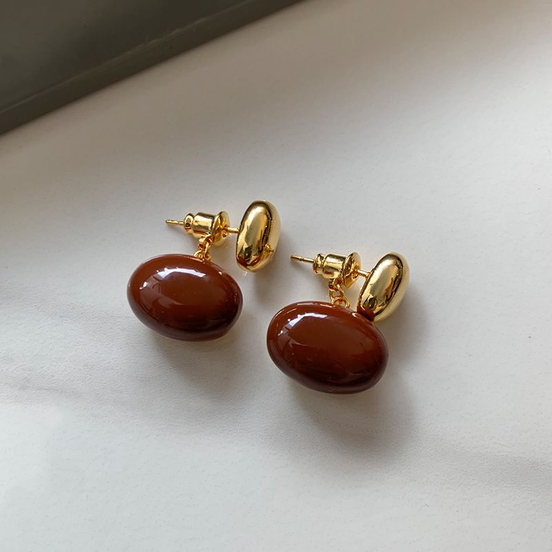 Caramel Copper Oval Earrings