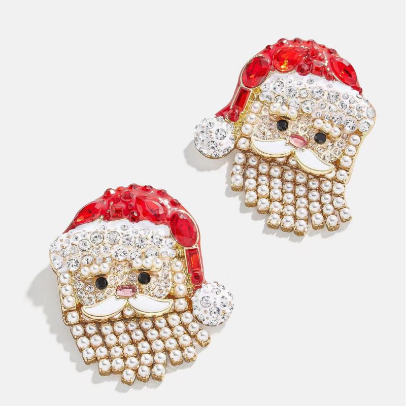 Christmas Series 7 Copper Diamond Santa Claus Wine Glass Christmas Tree Cane Gingerbread Man Earrings