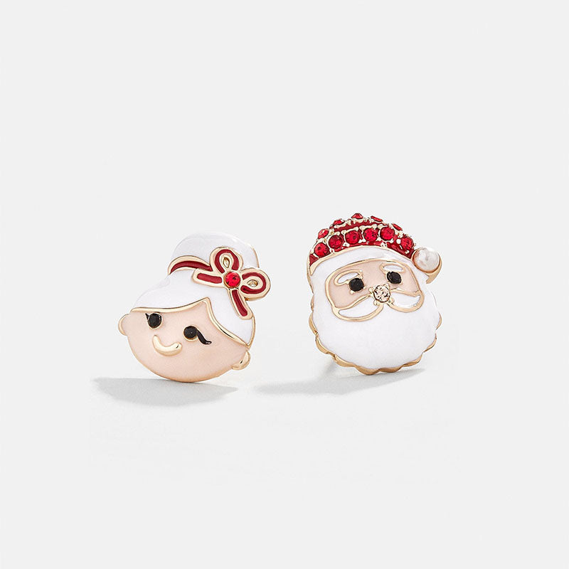 Christmas Series 7 Copper Diamond Santa Claus Wine Glass Christmas Tree Cane Gingerbread Man Earrings