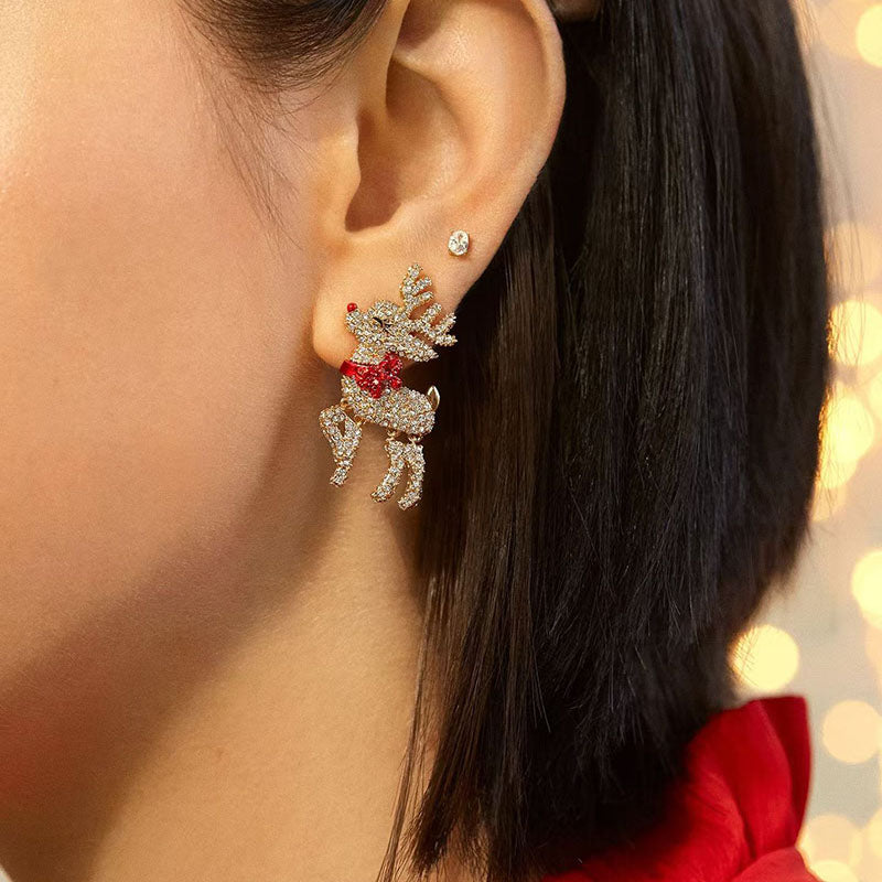 Christmas Series 7 Copper Diamond Santa Claus Wine Glass Christmas Tree Cane Gingerbread Man Earrings