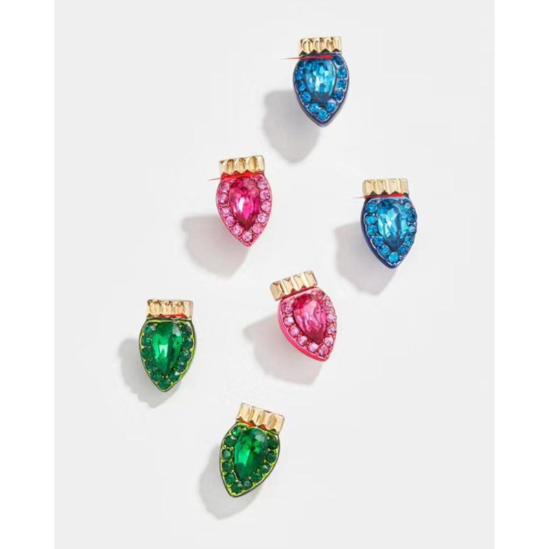 Christmas Series 7 Copper Diamond Santa Claus Wine Glass Christmas Tree Cane Gingerbread Man Earrings