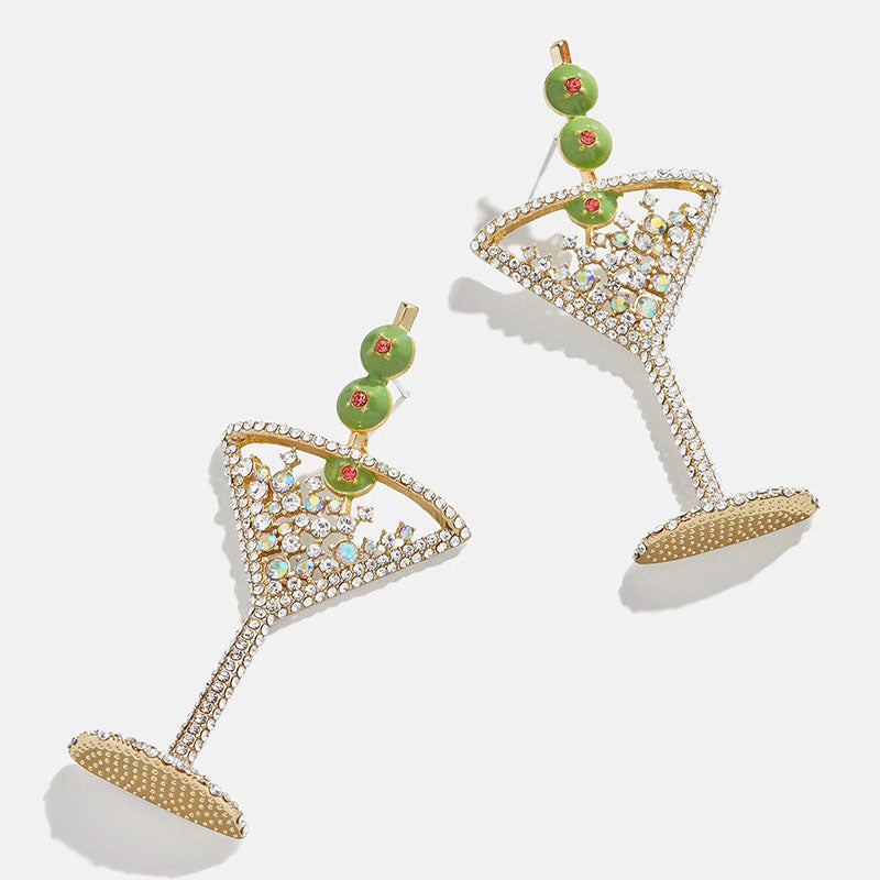 Christmas Series 7 Copper Diamond Santa Claus Wine Glass Christmas Tree Cane Gingerbread Man Earrings