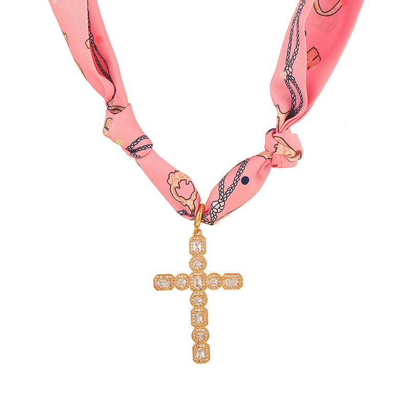 Color 1 Copper Heart Print Fabric Necklace