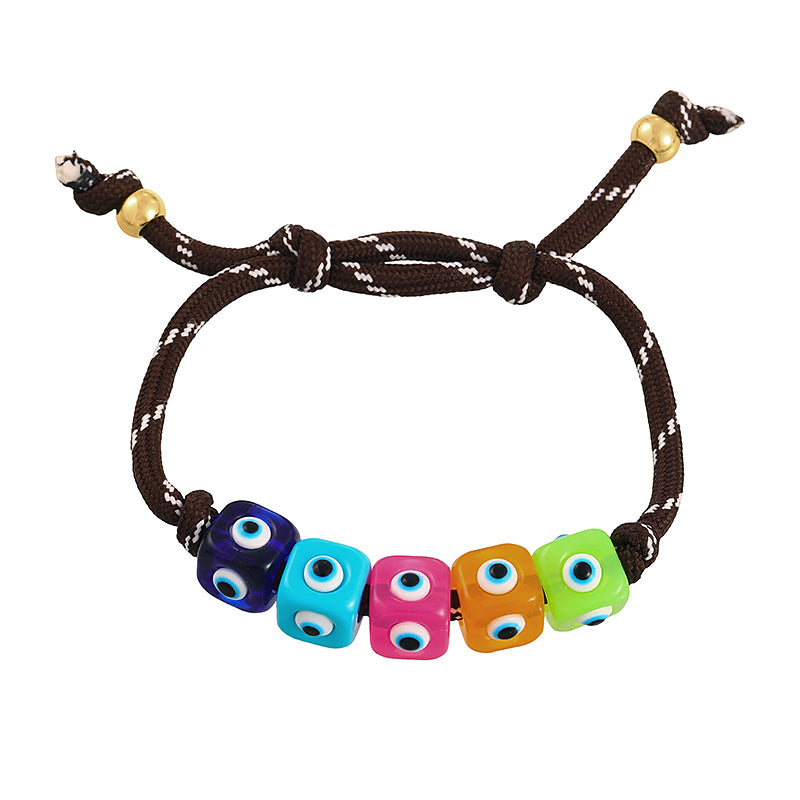 Color 1 Resin Square Drip Eye Braided Bracelet