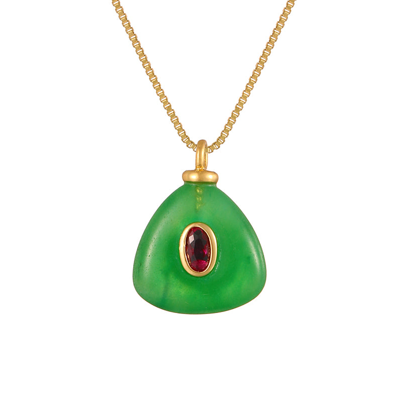 Color 3 Irregular Natural Stone Inlaid Zirconium Titanium Steel Necklace