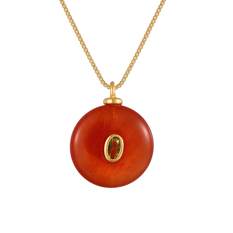 Color 3 Irregular Natural Stone Inlaid Zirconium Titanium Steel Necklace