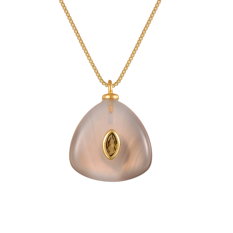 Color 3 Irregular Natural Stone Inlaid Zirconium Titanium Steel Necklace