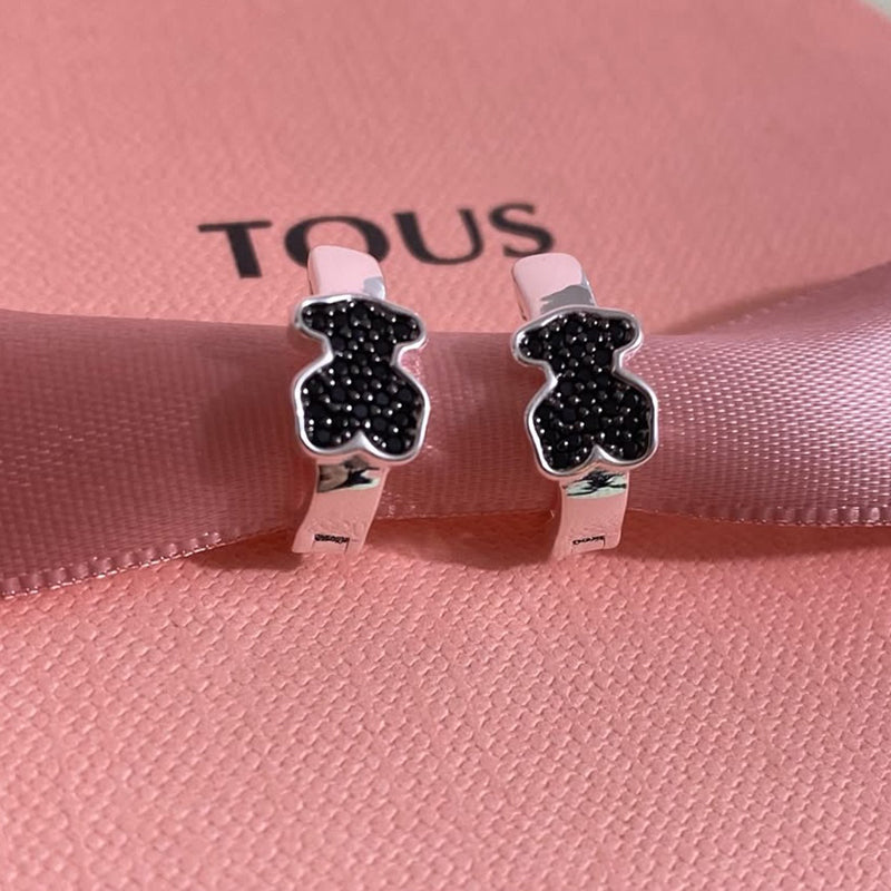 Color Copper Rhinestone Teddy Bear Earrings