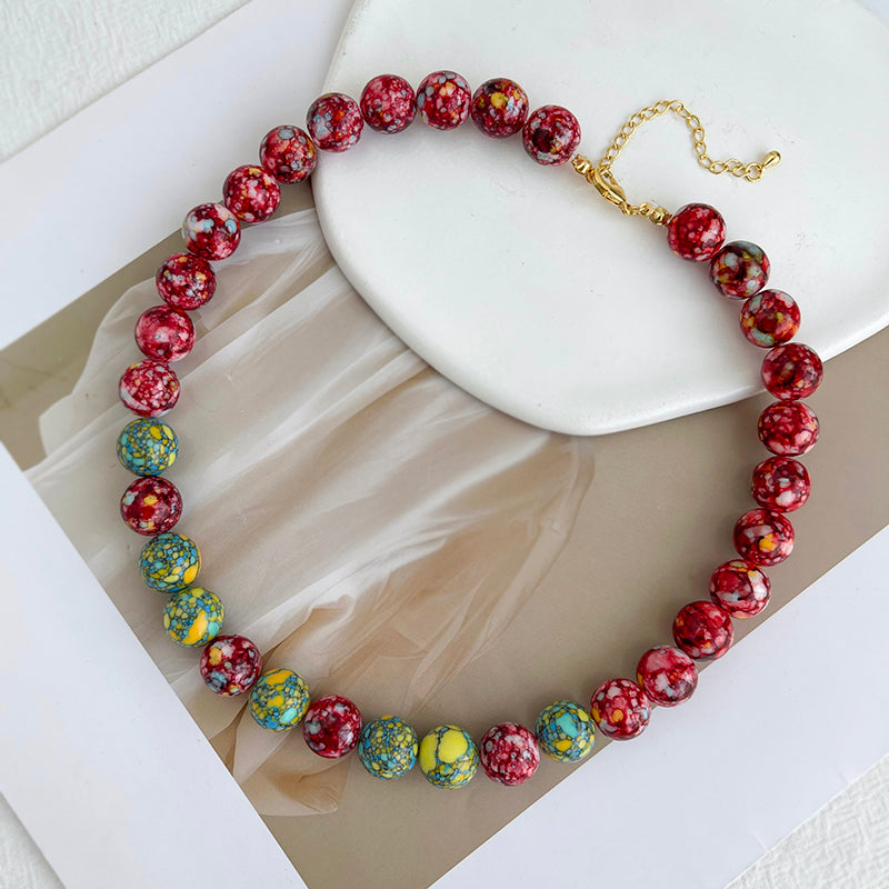 Color Resin Fish Beaded Copper Necklace