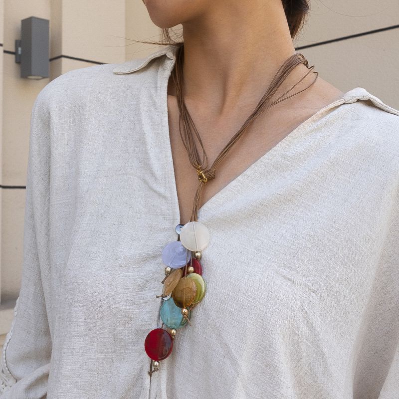 Color Stainless Steel Beaded Necklace