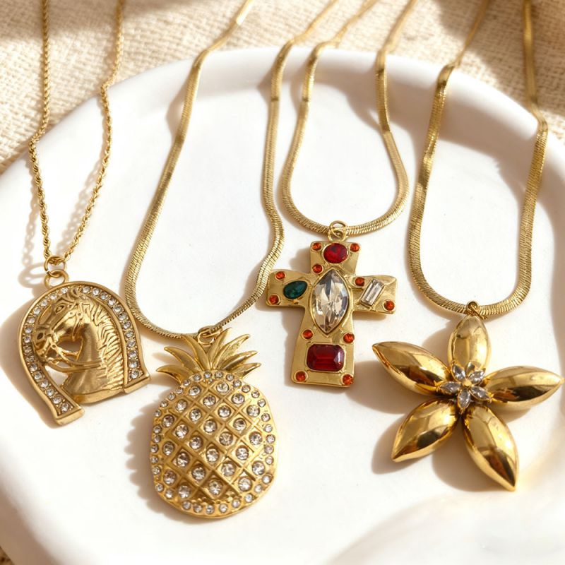 Cross 304 Stainless Steel Diamond-set Cross Necklace