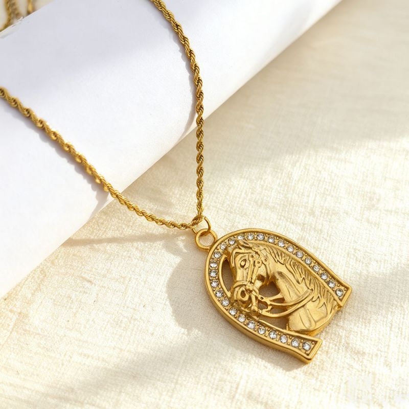 Cross 304 Stainless Steel Diamond-set Cross Necklace