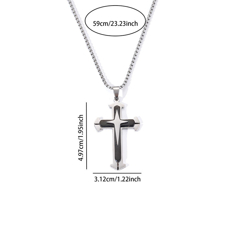 Cross 4# Stainless Steel Cross Necklace For Men