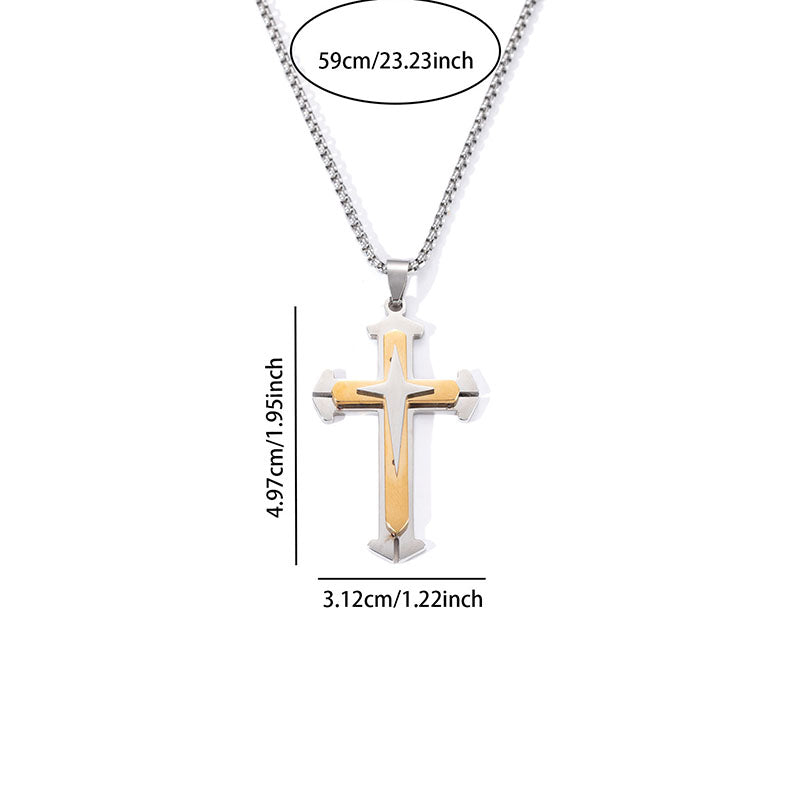Cross 4# Stainless Steel Cross Necklace For Men