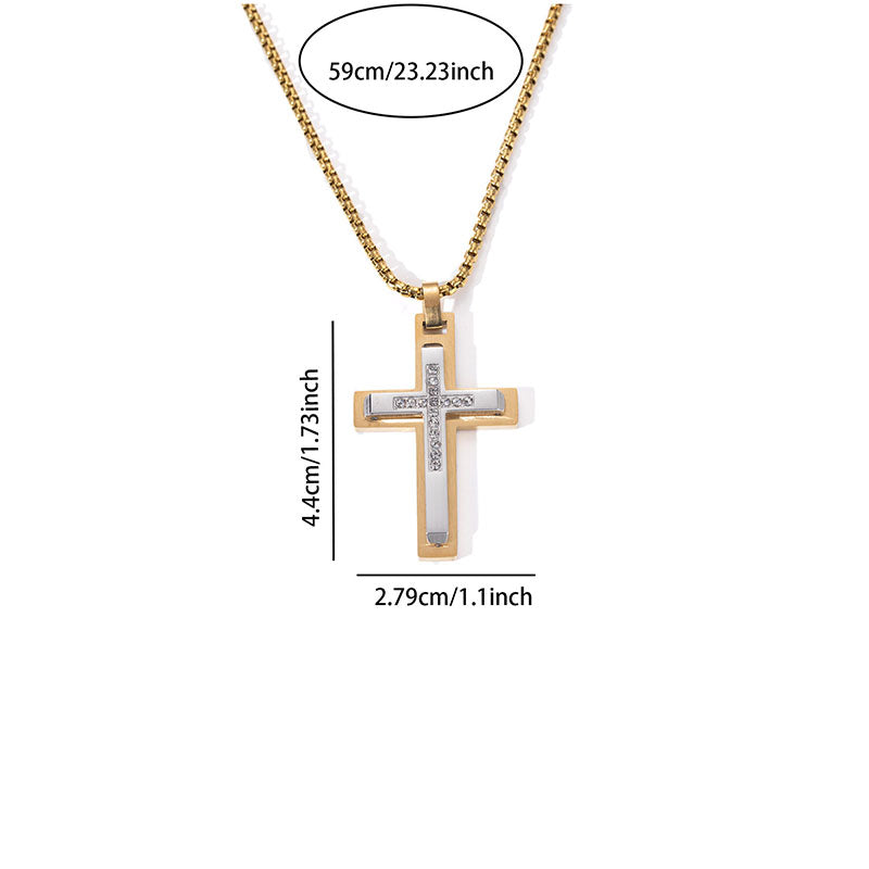 Cross 4# Stainless Steel Cross Necklace For Men
