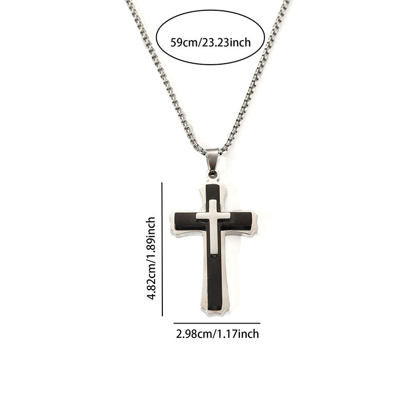 Cross 4# Stainless Steel Cross Necklace For Men