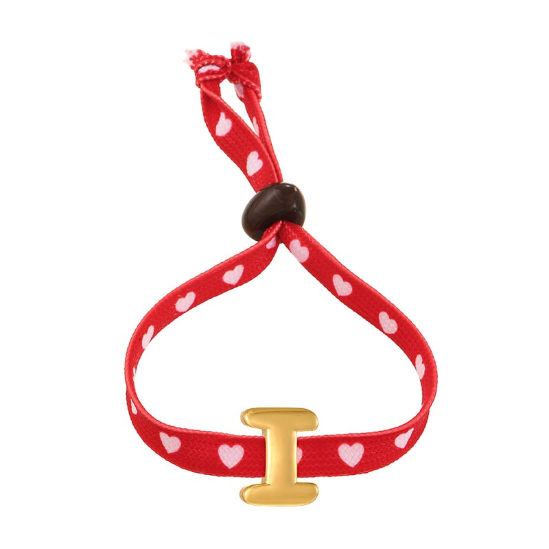 D Copper 26 Letter Fabric Heart-shaped Woven Bracelet