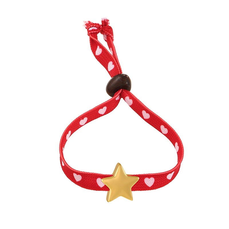 D Copper 26 Letter Fabric Heart-shaped Woven Bracelet