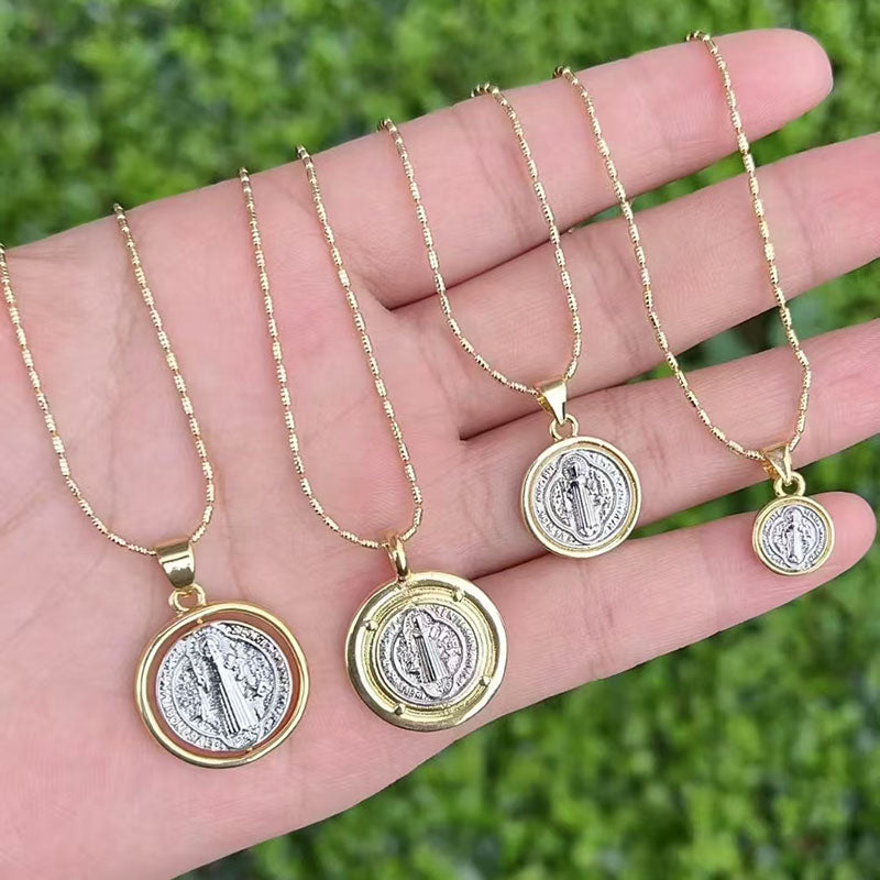 D Copper Diamond Portrait Necklace