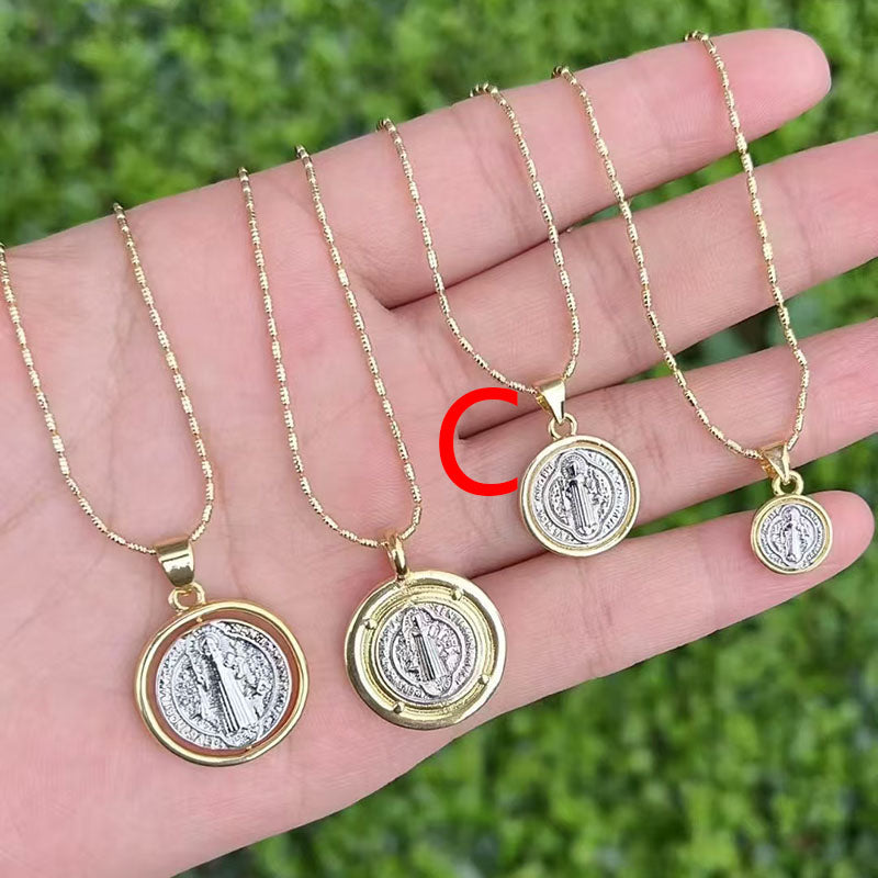 D Copper Diamond Portrait Necklace