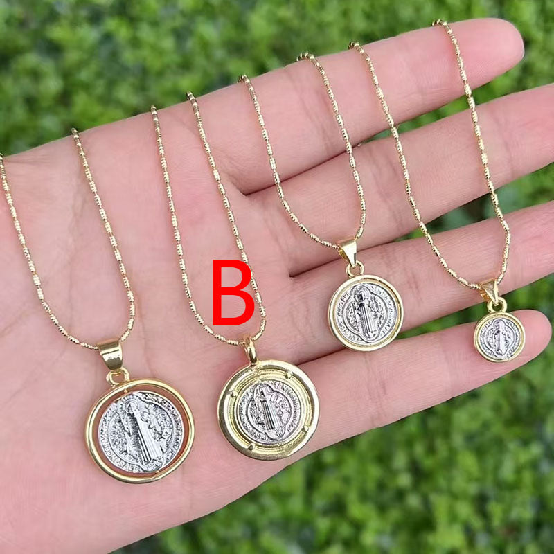 D Copper Diamond Portrait Necklace