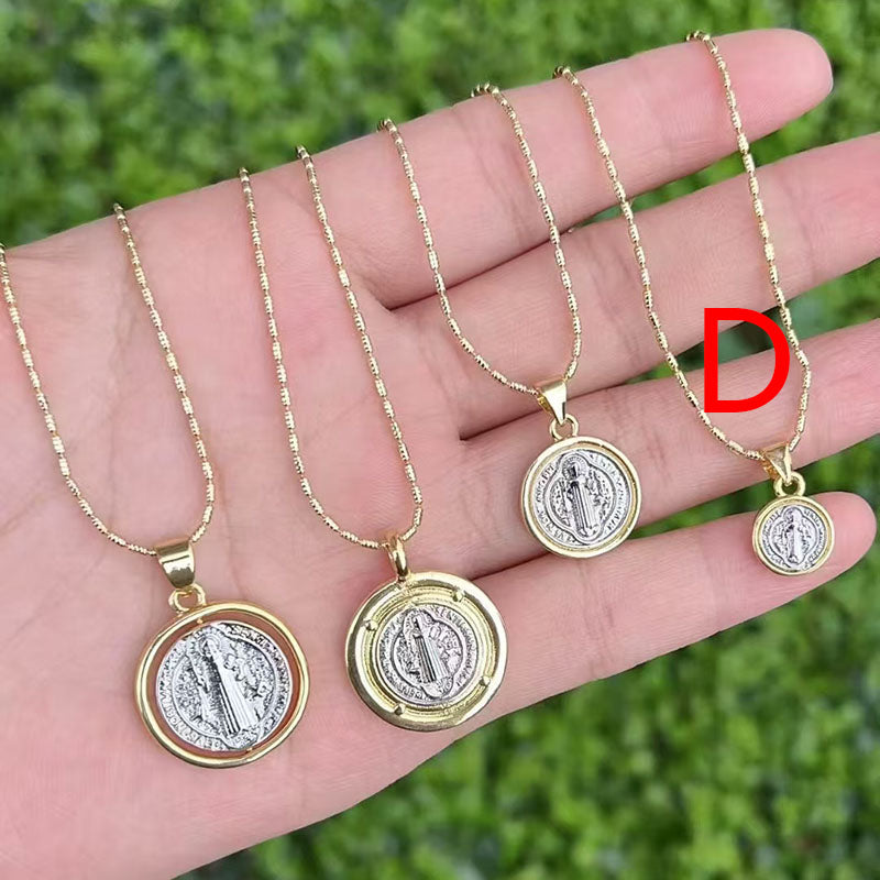 D Copper Diamond Portrait Necklace