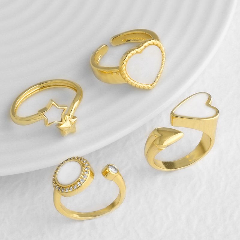 D Gold-plated Copper Heart Ring