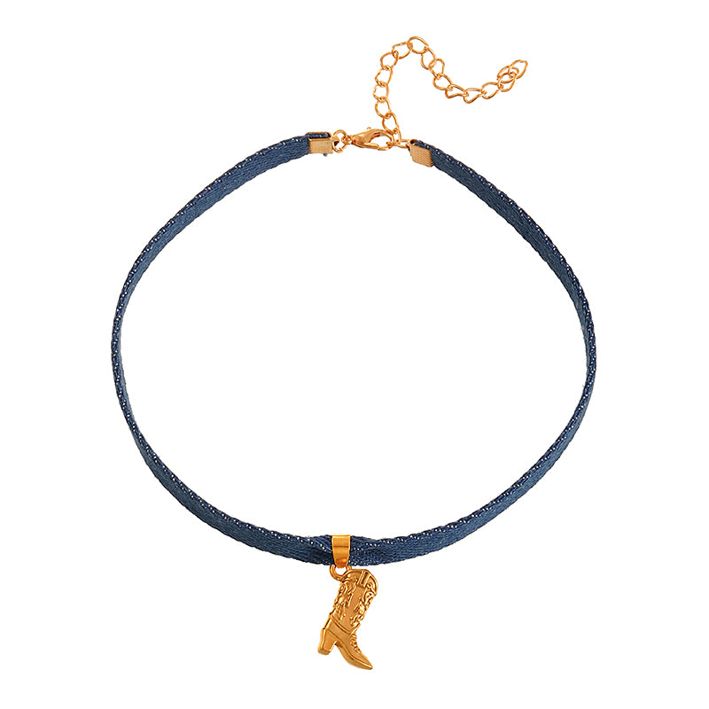 Dark Blue 1 Titanium Steel Western Cowboy Series Pendant Necklace