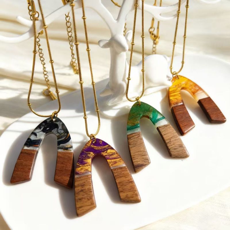 Dark Blue Stainless Steel Irregular Splicing Necklace