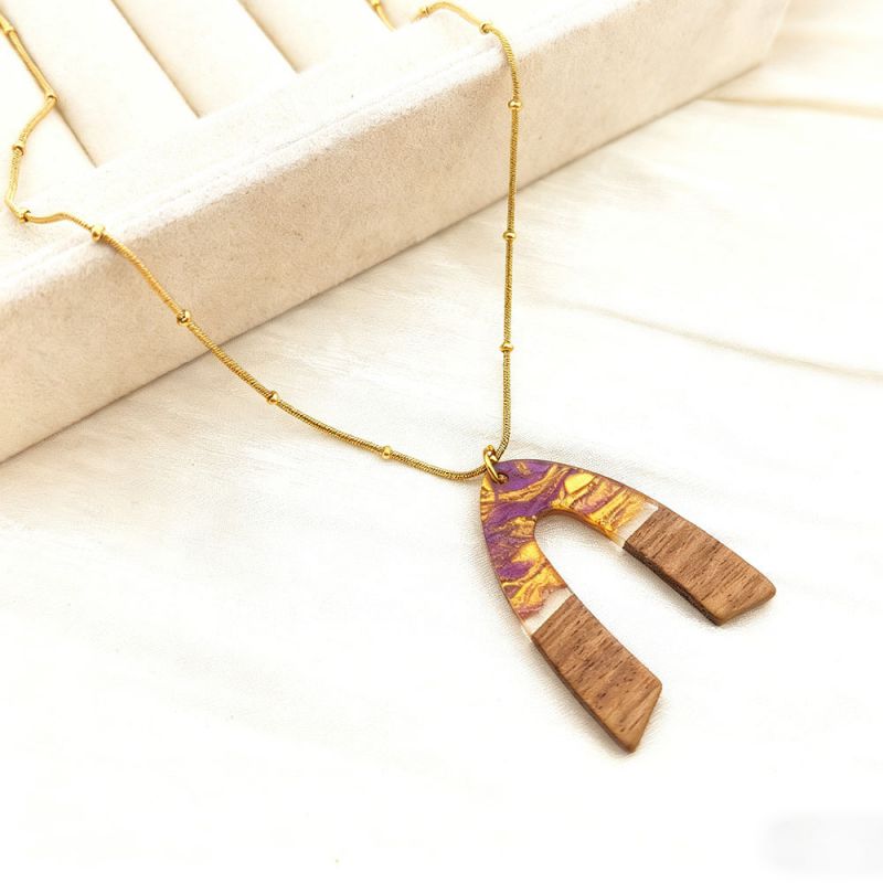 Dark Blue Stainless Steel Irregular Splicing Necklace