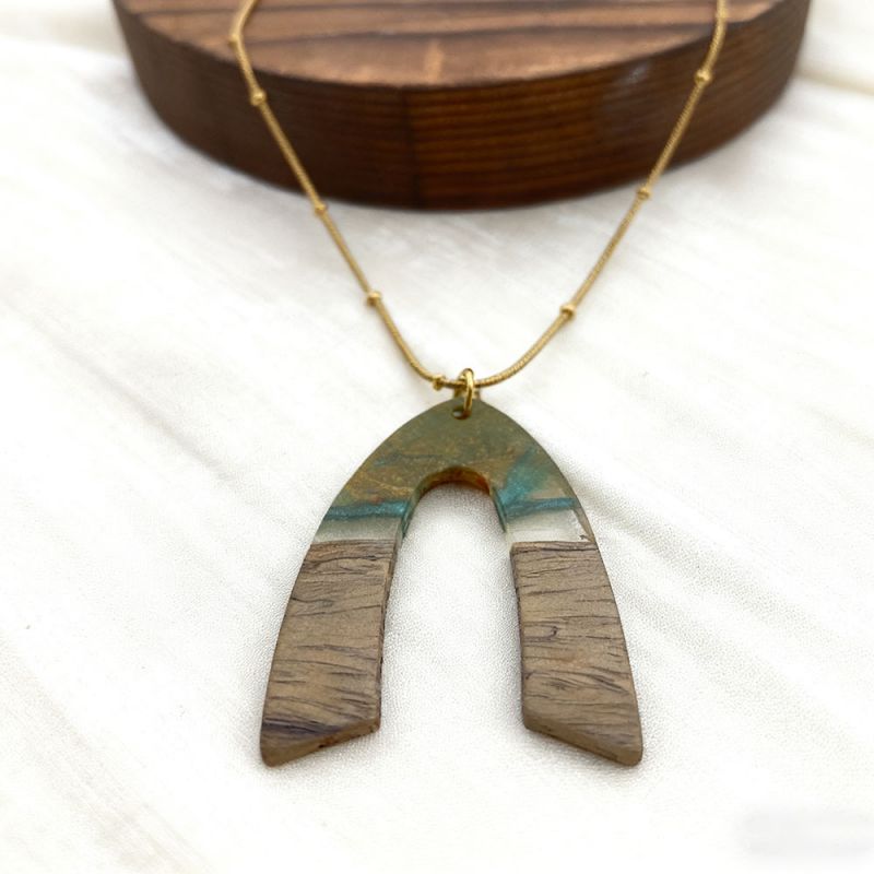 Dark Blue Stainless Steel Irregular Splicing Necklace