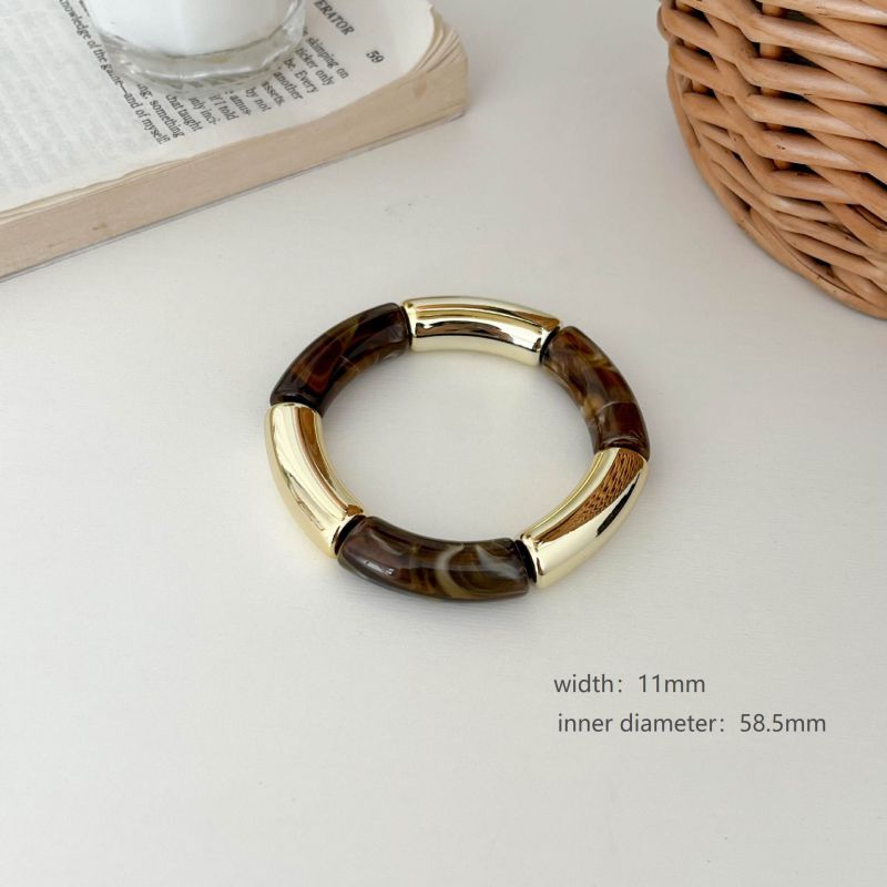 Dark Brown Resin Bamboo Round Bracelet